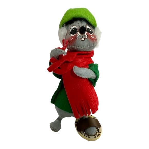 Annalee Vintage Felt Mouse Snowshoe Ice Skating Christmas Figurine Gift SEE NOTE - Thumbnail 9