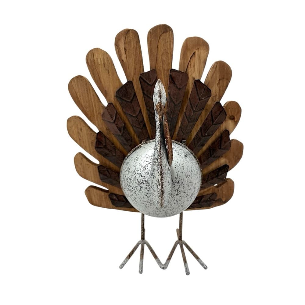 NEW Thanksgiving Turkey Decoration Rustic Whimsical Wood Metal Decor Farmhouse - Thumbnail 5