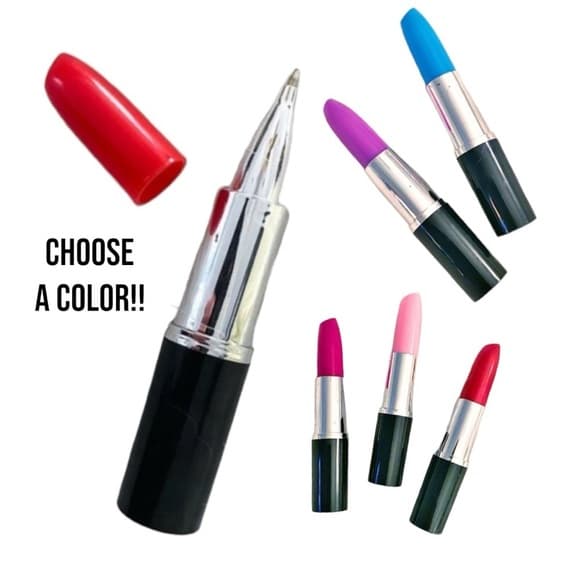 Lipstick Shaped Pen | Makeup-Inspired Writing Tool Gift for Makeup Artist - Red - Thumbnail 8