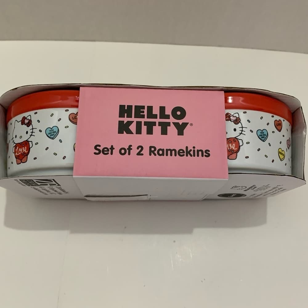 Hello Kitty Set of 2 Valentine’s Day Ramekins decorated w/ Candy Hearts Sprinkle - Thumbnail 4