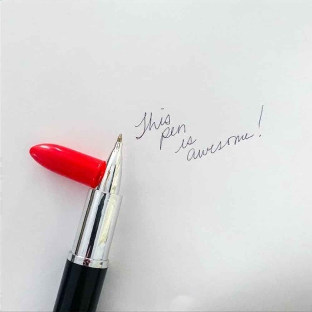 Lipstick Shaped Pen | Makeup-Inspired Writing Tool Gift for Makeup Artist - Red - Thumbnail 4