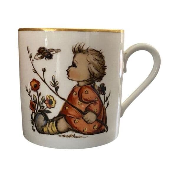 Vintage 1974 Schmid Bros Berta Hummel Child’s Cup West Germany Gold Trim Mug - Thumbnail 10