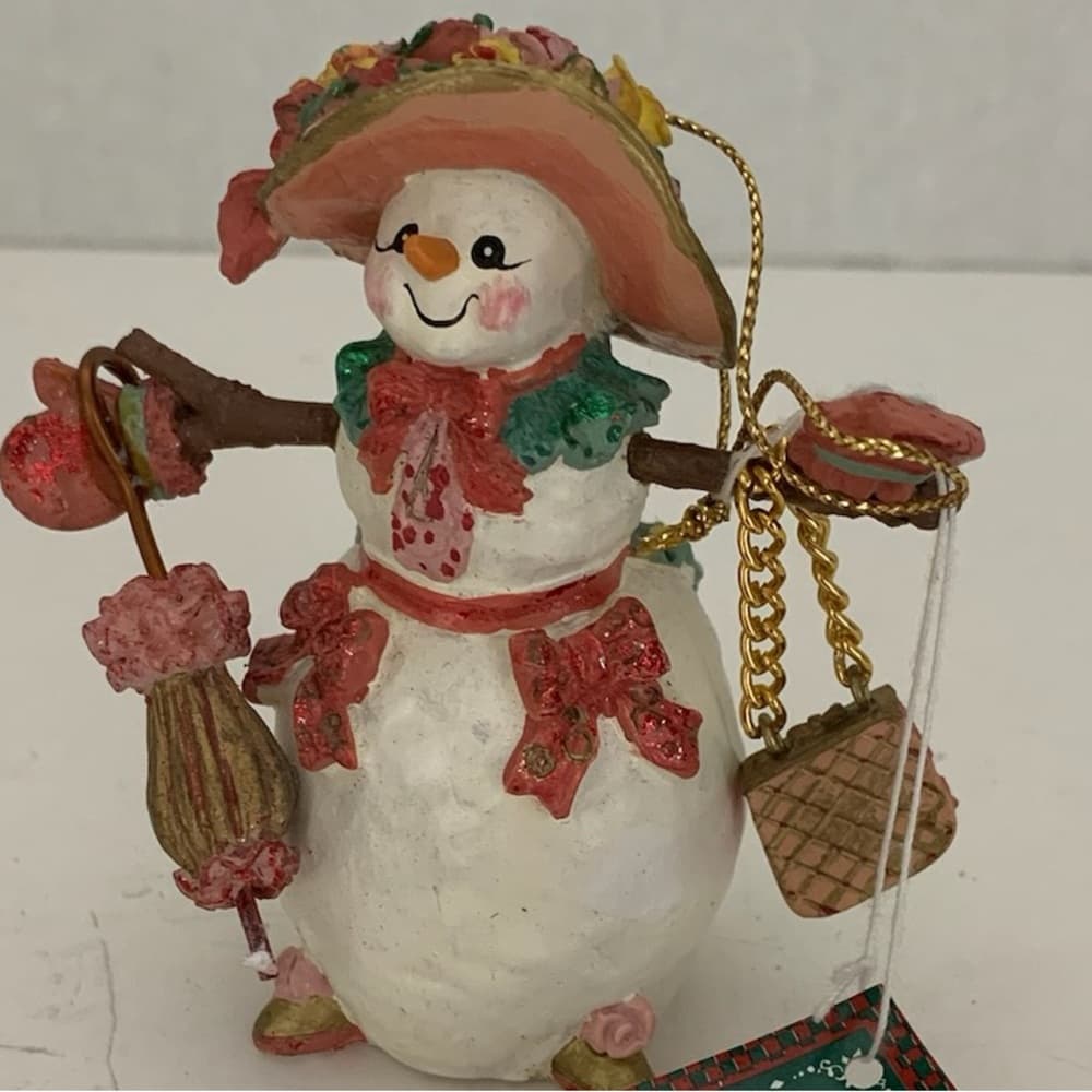 NWT Stylish Snowman Ornament Vintage Cottagecore Charming Holiday Decor Gift - Thumbnail 5