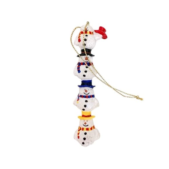 Vintage Snowmen with Hats Stack Ornament Festive Decor Holiday Gift Idea - Thumbnail 6