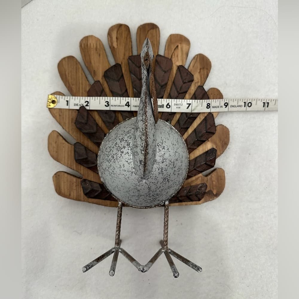 NEW Thanksgiving Turkey Decoration Rustic Whimsical Wood Metal Decor Farmhouse - Thumbnail 3