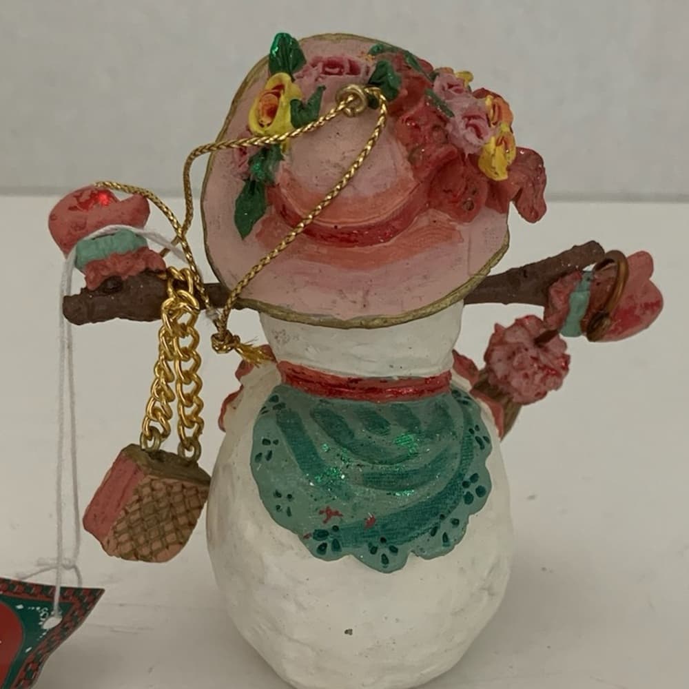 NWT Stylish Snowman Ornament Vintage Cottagecore Charming Holiday Decor Gift - Thumbnail 4