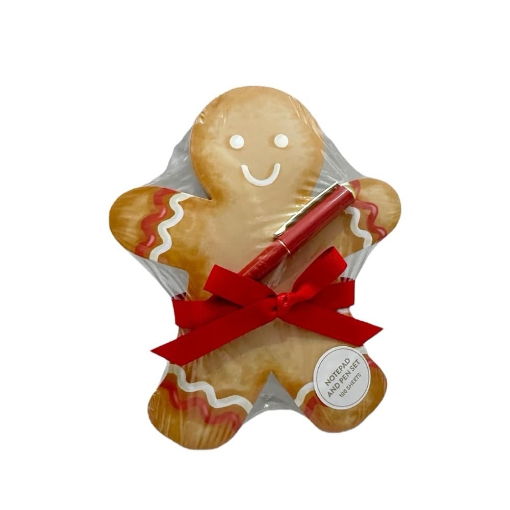 NWT Gingerbread Man Notepad & Pen Gift Set Holiday Stationery Great Gift Idea