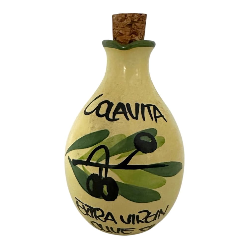 NWT Colavita Hand-Painted Ceramic Olive Oil Bottle Cork Stopper Kitchen Decor - Thumbnail 4