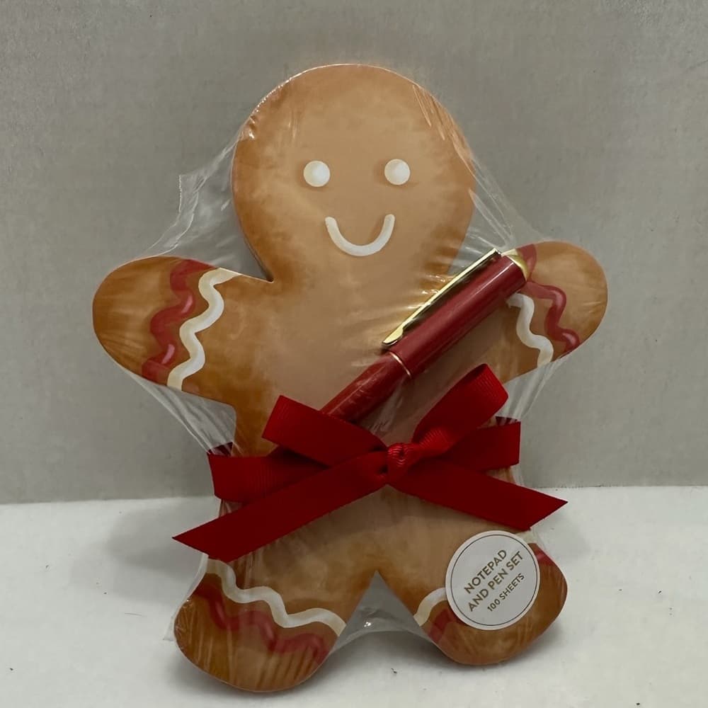 NWT Gingerbread Man Notepad & Pen Gift Set Holiday Stationery Great Gift Idea - Thumbnail 4