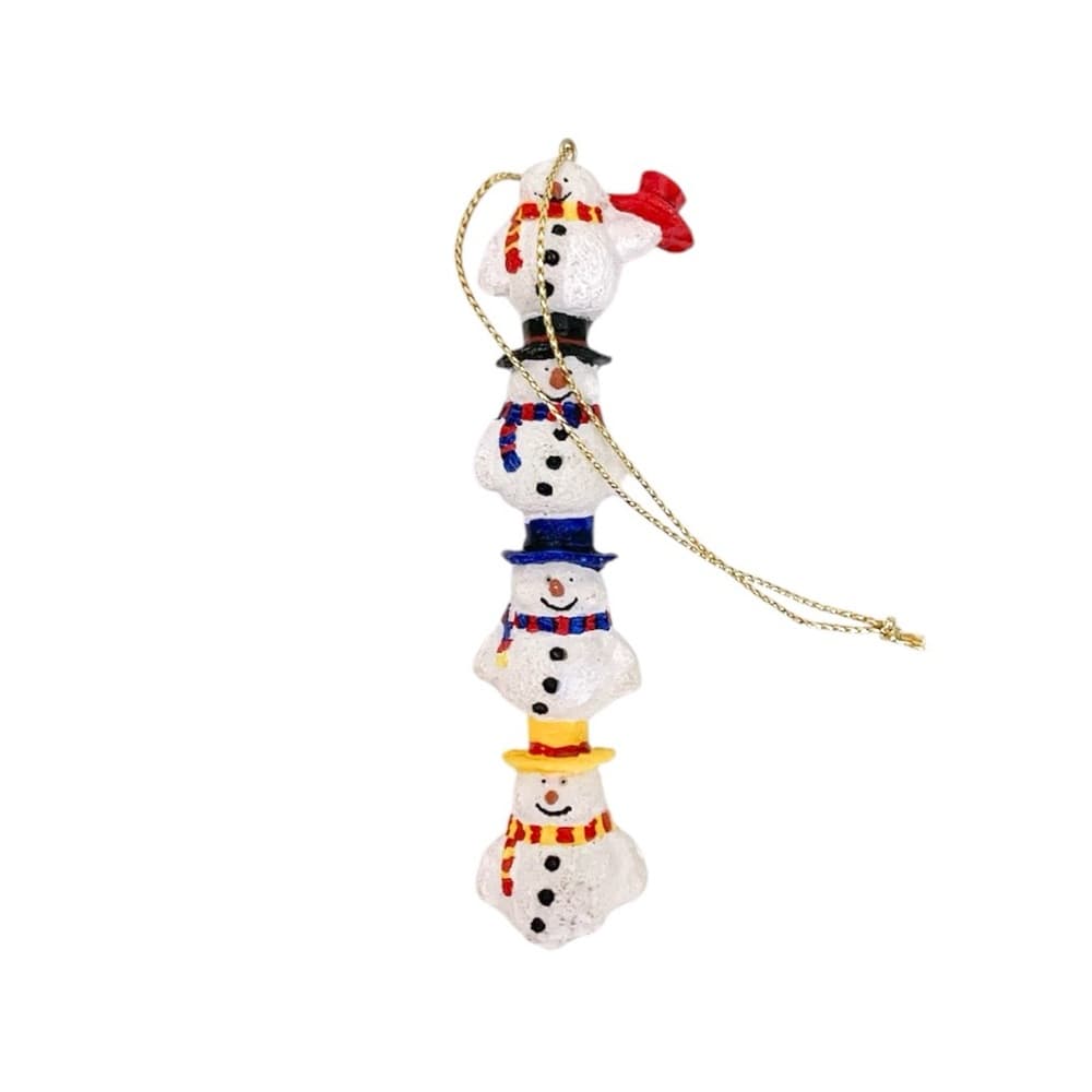 Vintage Snowmen with Hats Stack Ornament Festive Decor Holiday Gift Idea - Thumbnail 5