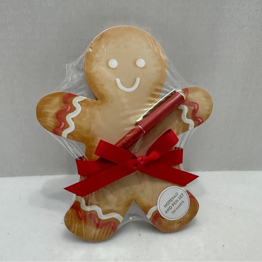 NWT Gingerbread Man Notepad & Pen Gift Set Holiday Stationery Great Gift Idea - Thumbnail 2