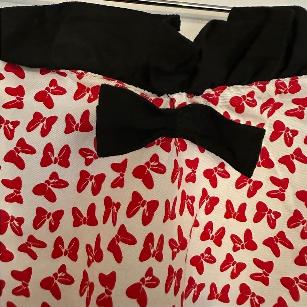 Minnie Mouse Apron Disney Red White Black Tie Top Waist Retro Red Bow Print - Thumbnail 4