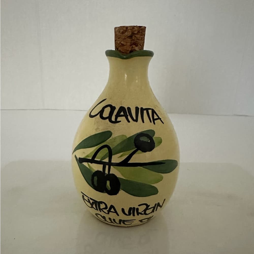NWT Colavita Hand-Painted Ceramic Olive Oil Bottle Cork Stopper Kitchen Decor - Thumbnail 2