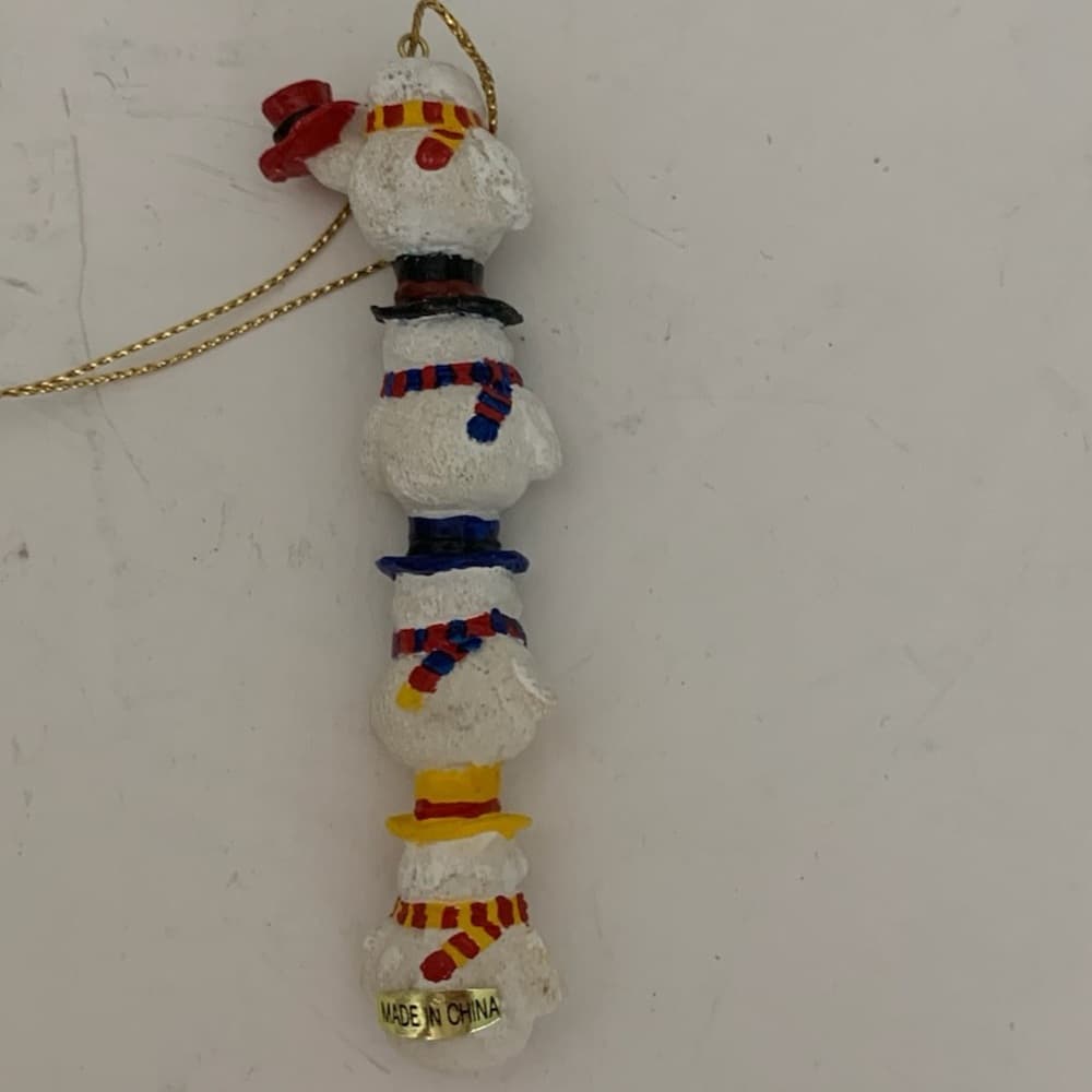 Vintage Snowmen with Hats Stack Ornament Festive Decor Holiday Gift Idea - Thumbnail 4