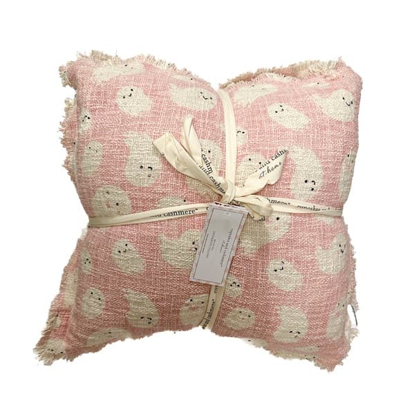 Cupcakes & Cashmere Set of 2 Halloween Pink Ghost Throw Pillows Frayed Edges - Thumbnail 9