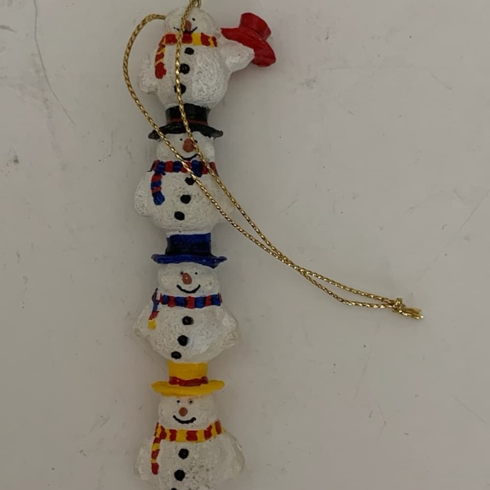 Vintage Snowmen with Hats Stack Ornament Festive Decor Holiday Gift Idea - Thumbnail 3