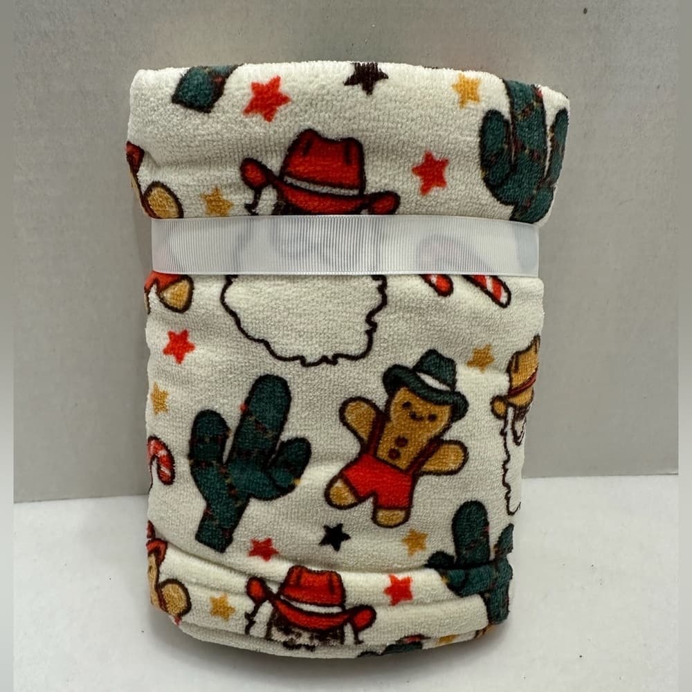 NWT Deborah Connolly Designs Cowboy Western Christmas Gingerbread Hand Towel - Thumbnail 3