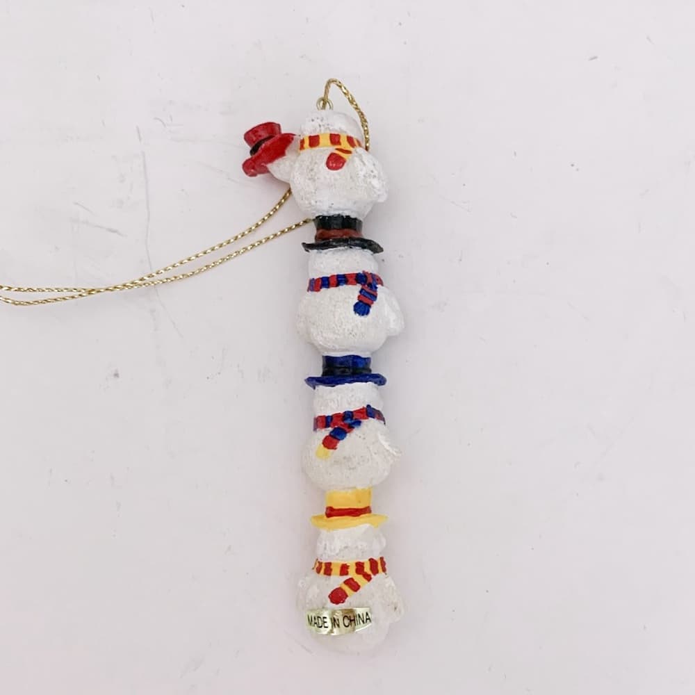 Vintage Snowmen with Hats Stack Ornament Festive Decor Holiday Gift Idea