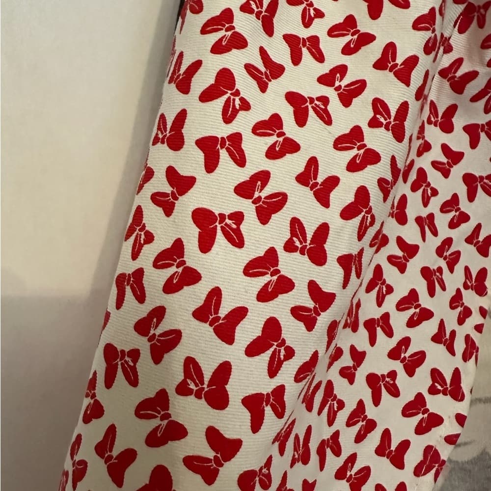 Minnie Mouse Apron Disney Red White Black Tie Top Waist Retro Red Bow Print