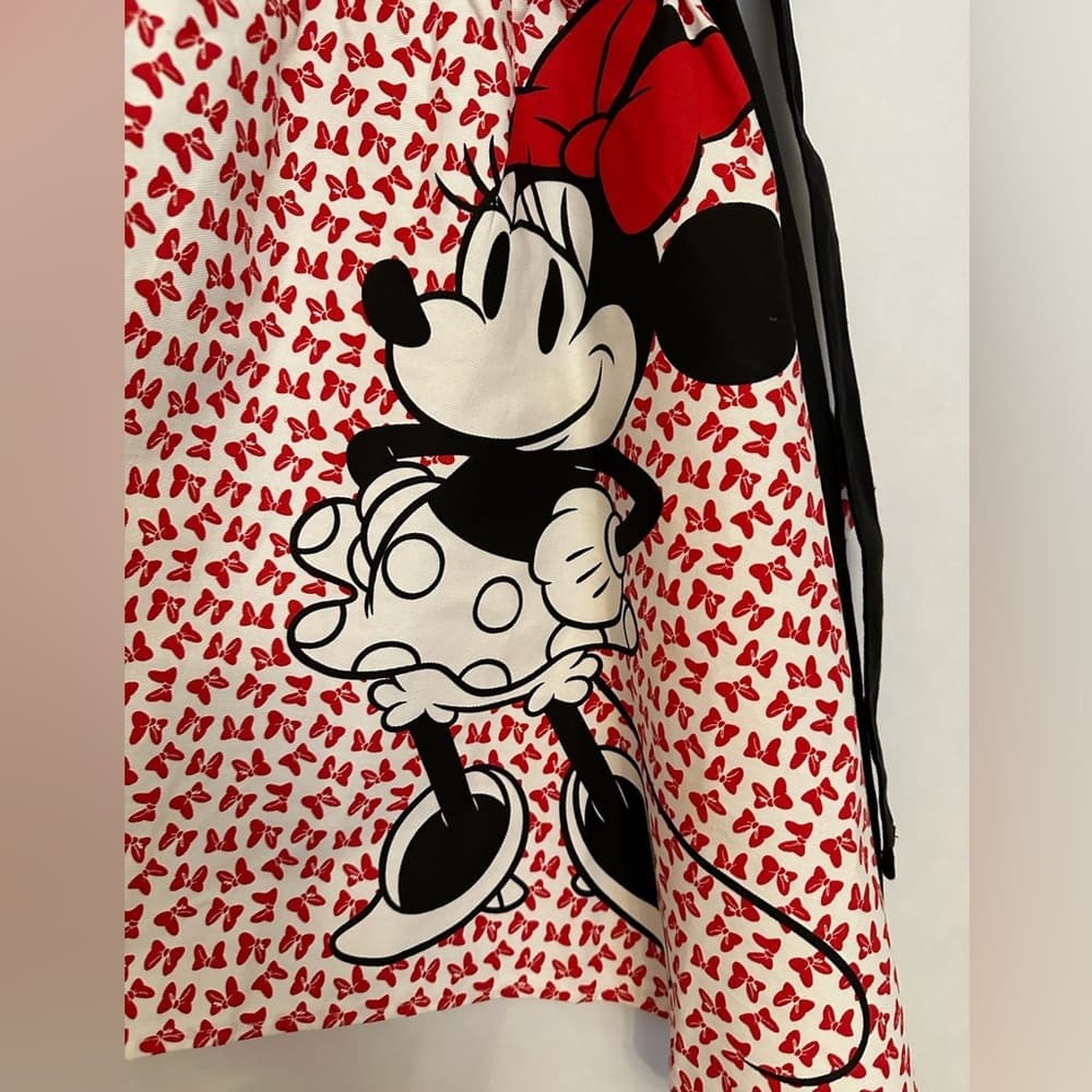 Minnie Mouse Apron Disney Red White Black Tie Top Waist Retro Red Bow Print - Thumbnail 6