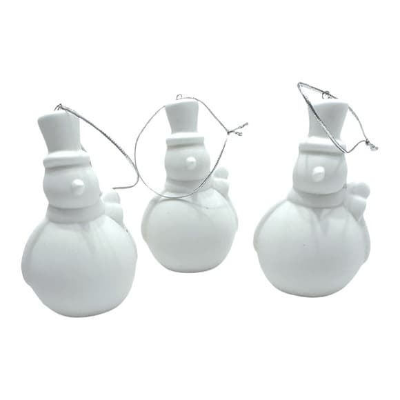 NIB Chestnut Lane Snowman Christmas Ornaments Set of 3 Minimalist Holiday Gift - Thumbnail 8