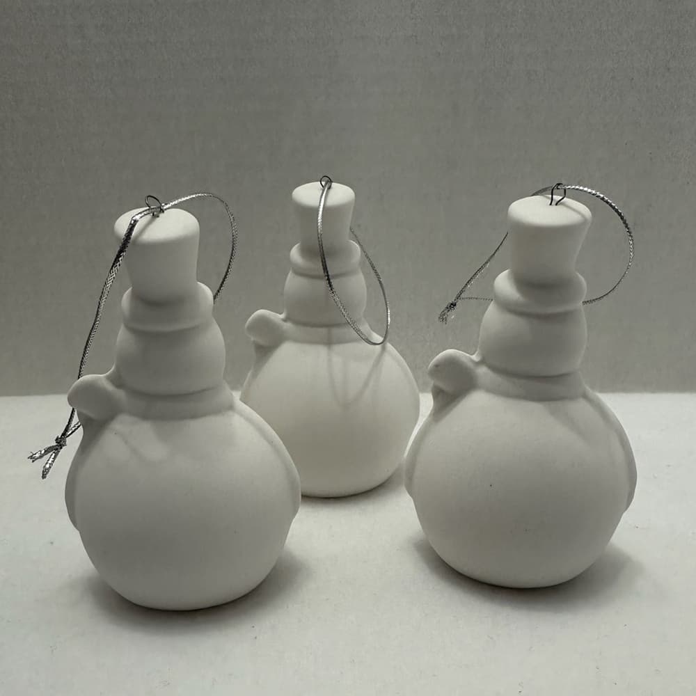 NIB Chestnut Lane Snowman Christmas Ornaments Set of 3 Minimalist Holiday Gift - Thumbnail 3