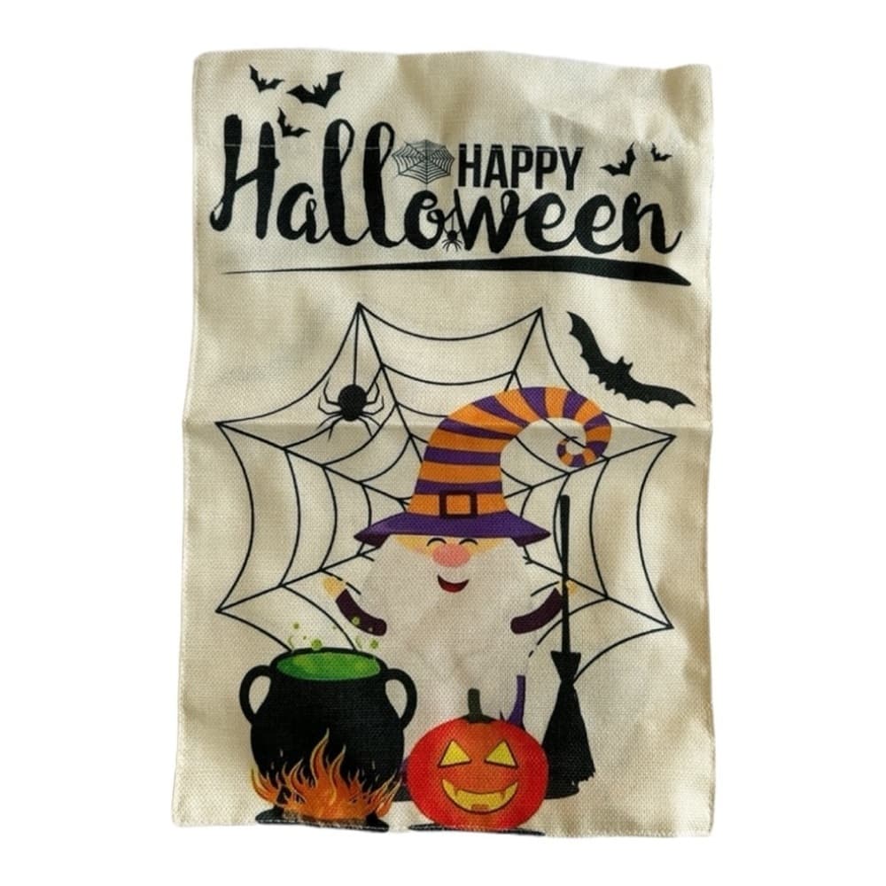 NEW Halloween Spooky Garden Flag Decoration w Wizard Jack-o-lantern Cauldron Web - Thumbnail 5