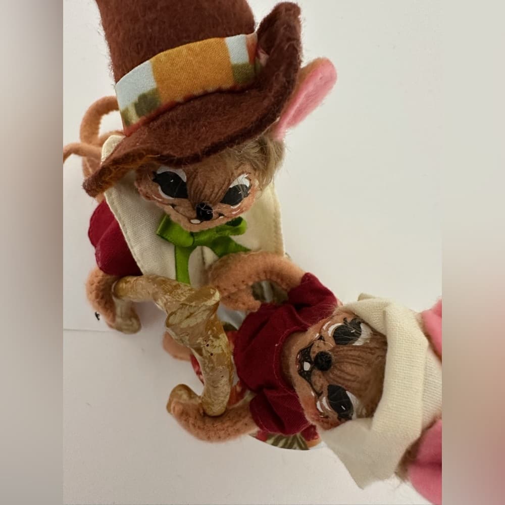 Annalee Wishbone Autumn Harvest Mice Felt Figurines Fall Thanksgiving Decor - Thumbnail 6