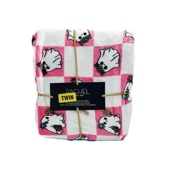 NWT Rachel Roy Pink White Square Ghost Halloween Twin Decorative Throw Blanket - Thumbnail 8
