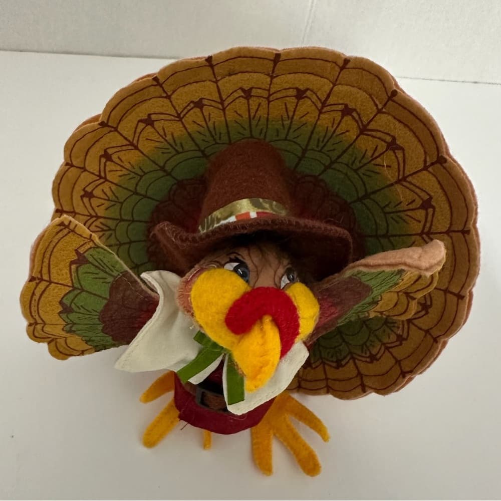 Annalee Thanksgiving Turkey Pilgrim Felt Figurine Fall Decor Farmhouse Cottage