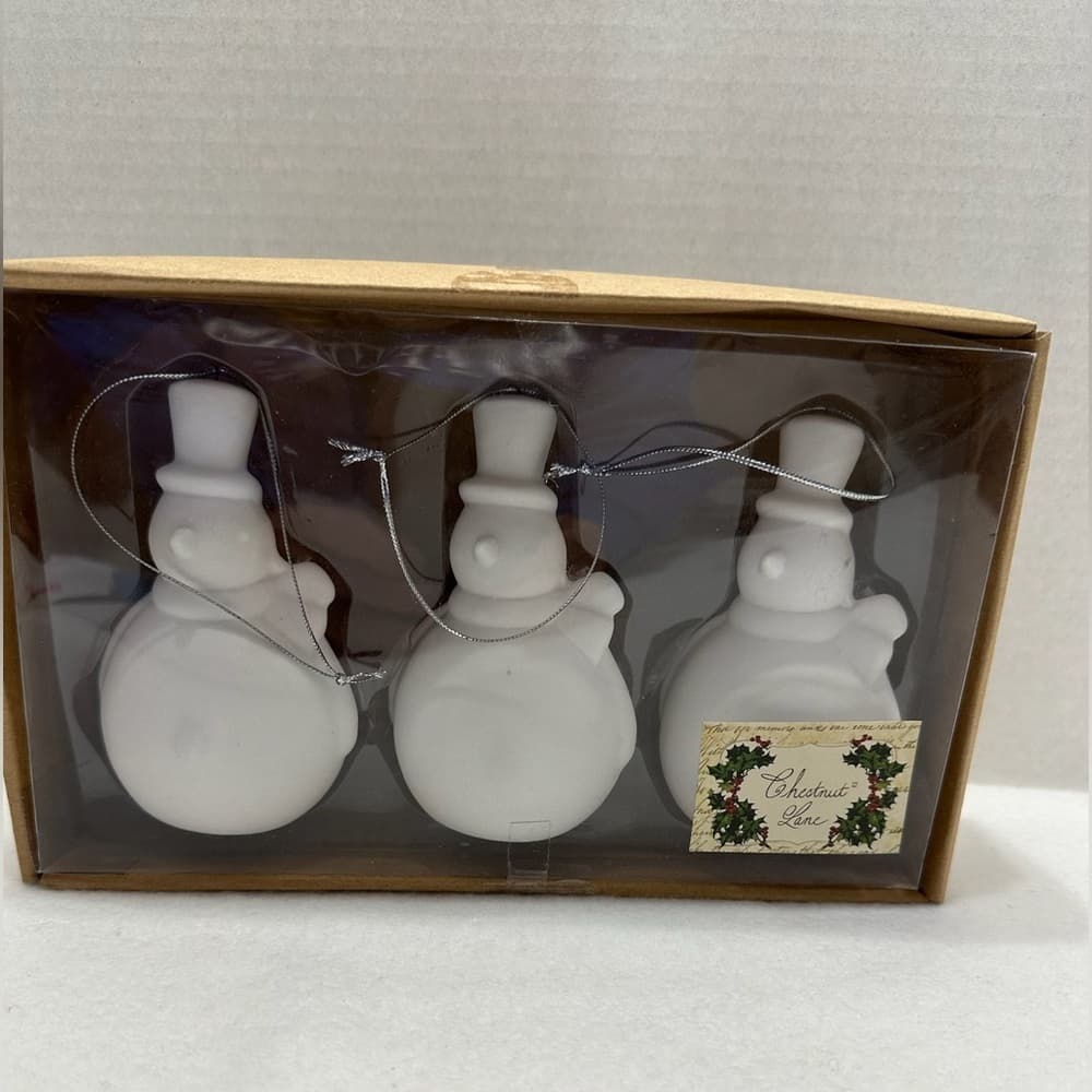 NIB Chestnut Lane Snowman Christmas Ornaments Set of 3 Minimalist Holiday Gift - Thumbnail 2
