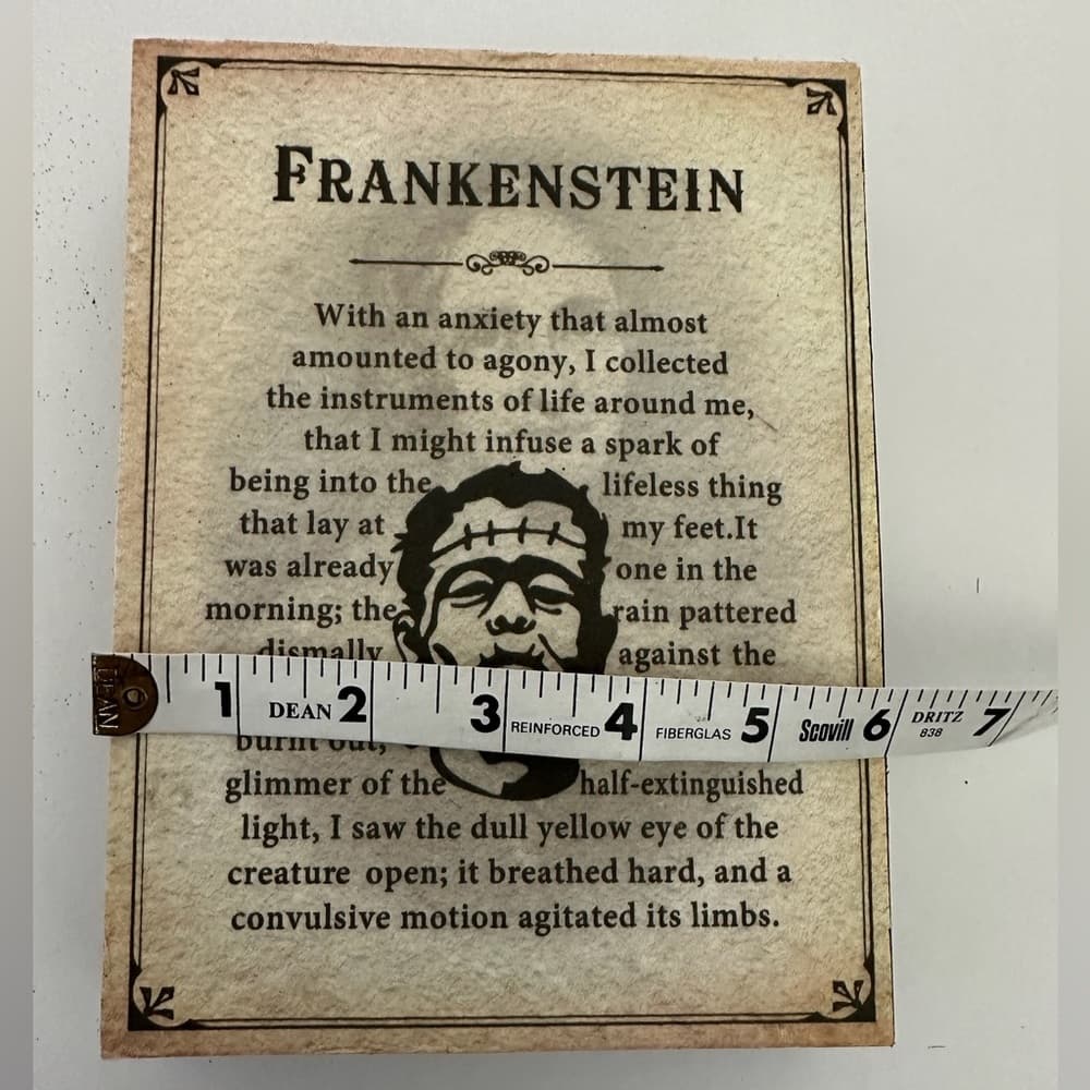 NEW Ashland Halloween Frankenstein Tabletop Décor Vintage Book Page Wall Box 6x8 - Thumbnail 2