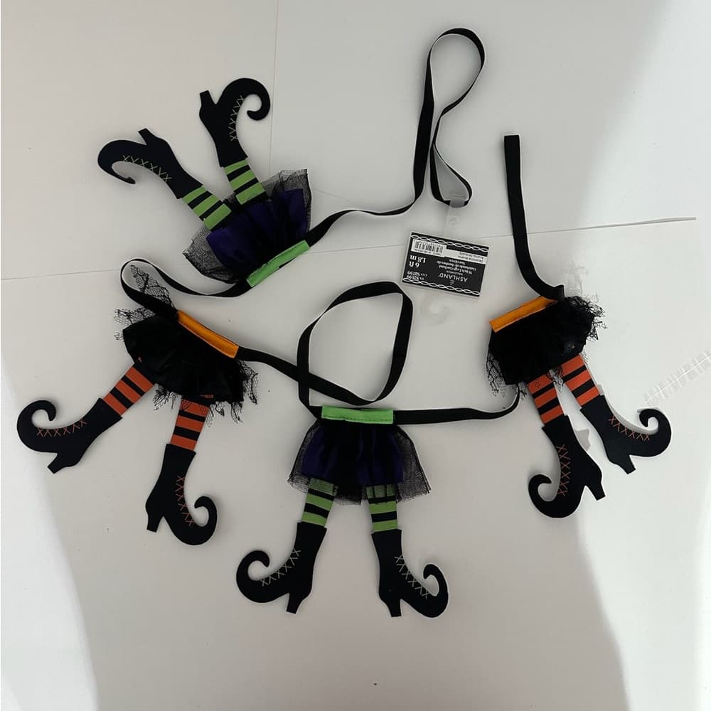 NWT Ashland Halloween Witch Legs Garland 6ft Decorative Accent Home Decor Fall - Thumbnail 2
