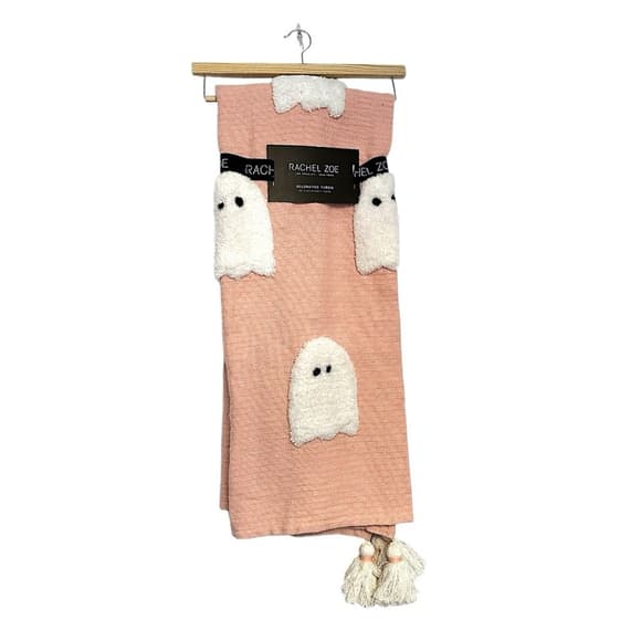 NWT Rachel Zoe Halloween Throw Blanket Tufted Ghosts with Tassel Cottagecore - Thumbnail 6