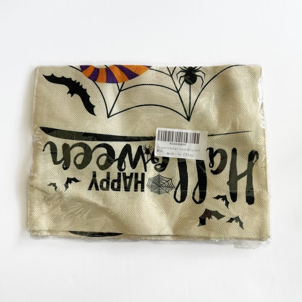 NEW Halloween Spooky Garden Flag Decoration w Wizard Jack-o-lantern Cauldron Web - Thumbnail 2