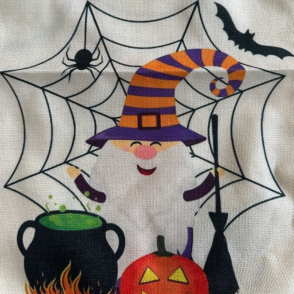 NEW Halloween Spooky Garden Flag Decoration w Wizard Jack-o-lantern Cauldron Web - Thumbnail 4