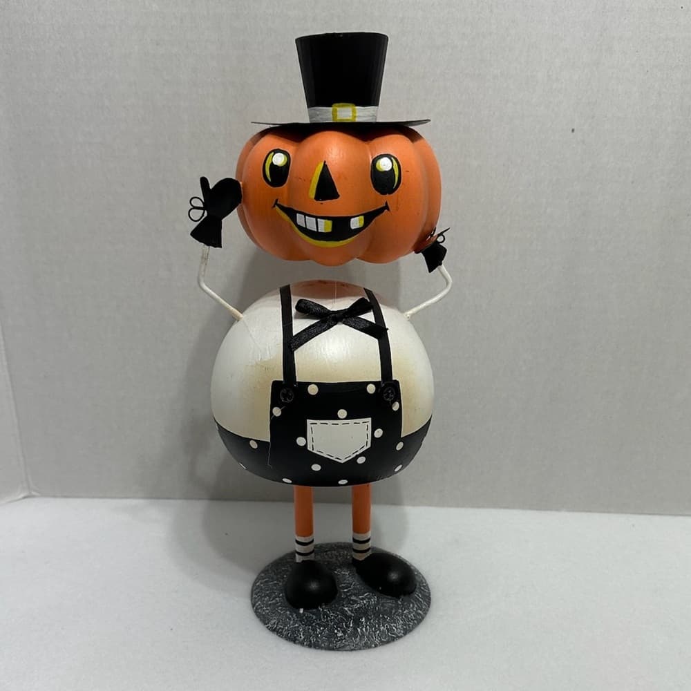 NEW Halloween Pumpkin "Floating" Bobble Head Rustic Spooky Home Accent Decor - Thumbnail 2