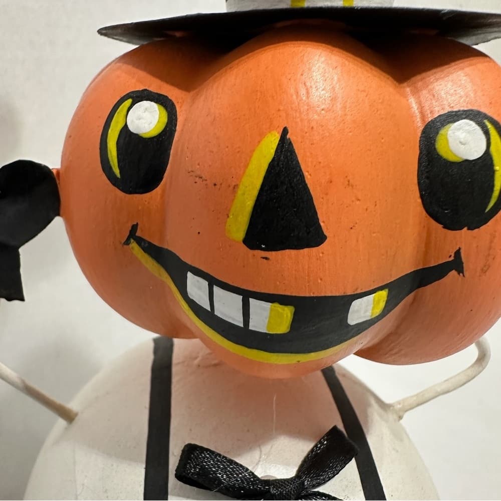 NEW Halloween Pumpkin "Floating" Bobble Head Rustic Spooky Home Accent Decor - Thumbnail 3
