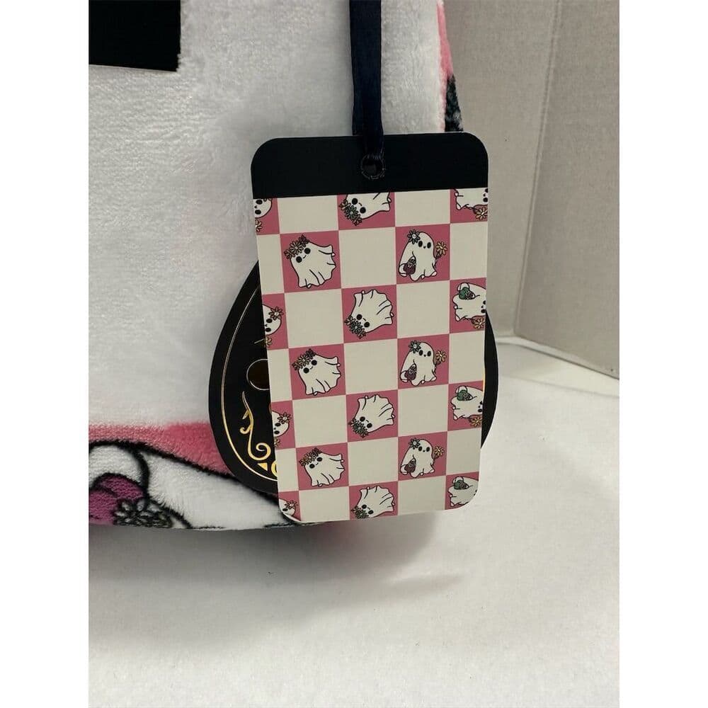 NWT Rachel Roy Pink White Square Ghost Halloween Twin Decorative Throw Blanket - Thumbnail 4