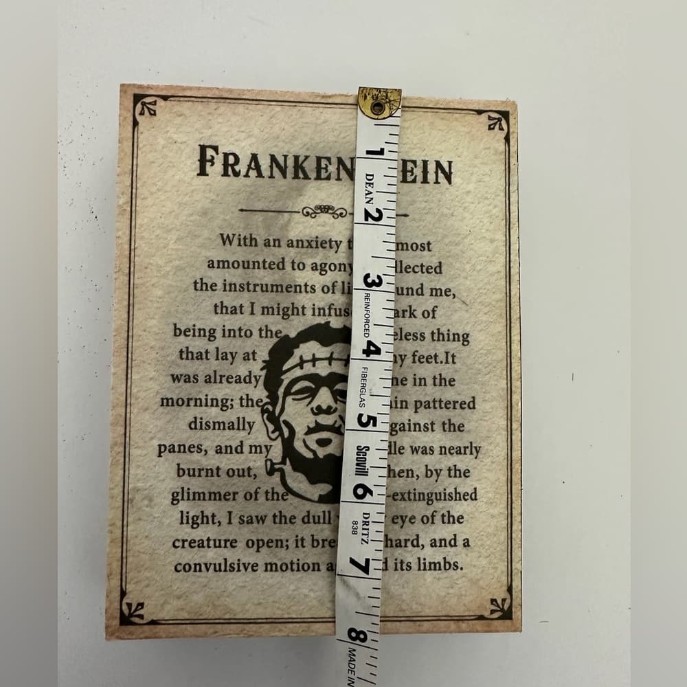 NEW Ashland Halloween Frankenstein Tabletop Décor Vintage Book Page Wall Box 6x8 - Thumbnail 3