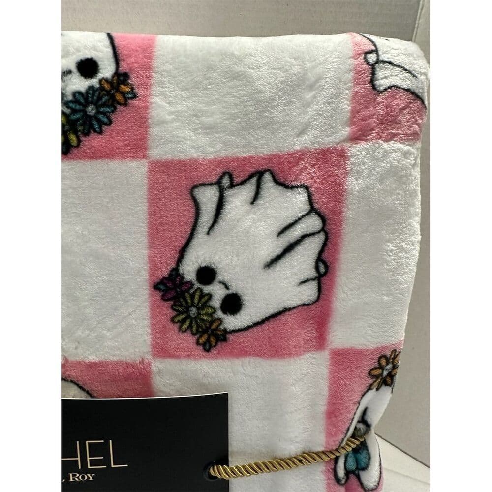 NWT Rachel Roy Pink White Square Ghost Halloween Twin Decorative Throw Blanket - Thumbnail 6