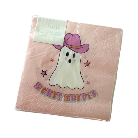 NEW Howdy Ghouls Elum Halloween Ghost Cowboy Hat Party Paper Napkins Set of 40 - Thumbnail 3