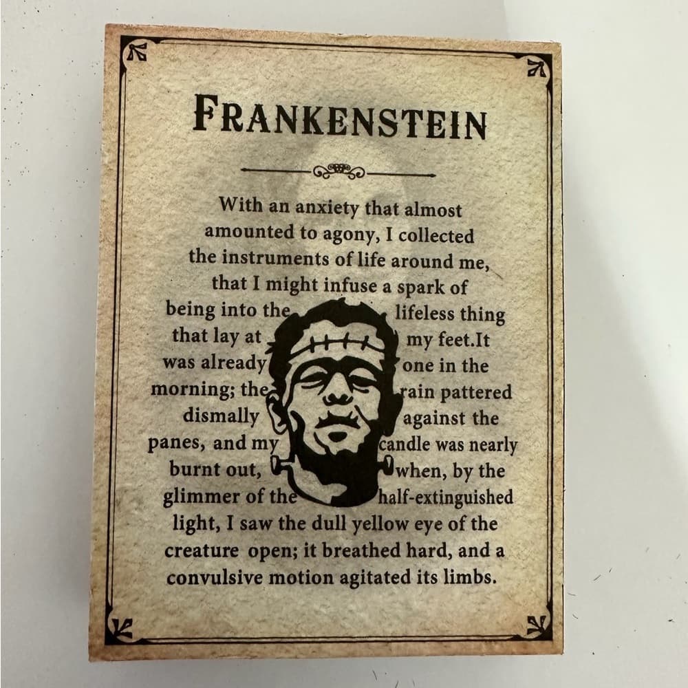 NEW Ashland Halloween Frankenstein Tabletop Décor Vintage Book Page Wall Box 6x8