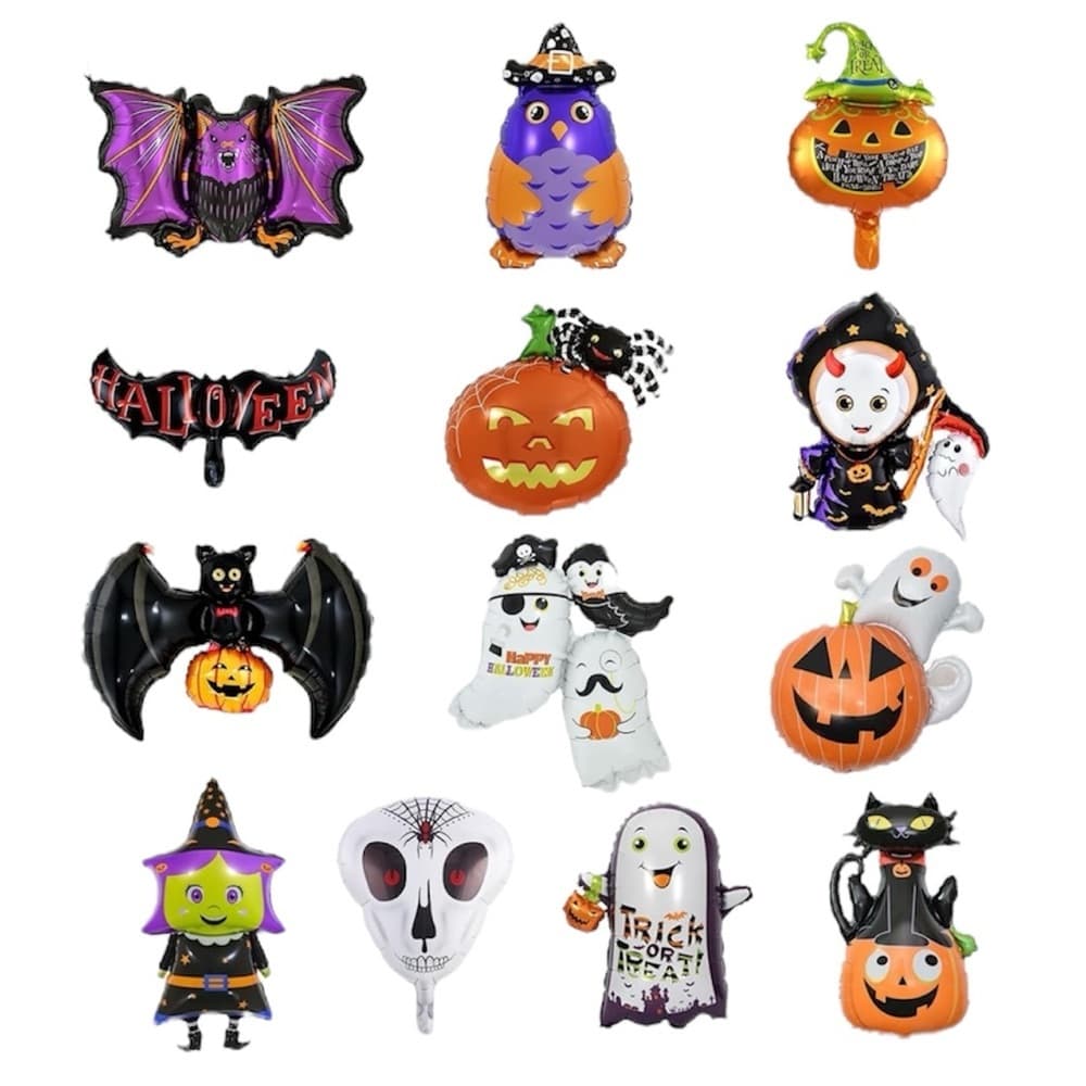Mystery Halloween Foil Balloon Pack DESIGNS WILL VARY - Ghost Cat Witch Skull - Thumbnail 14