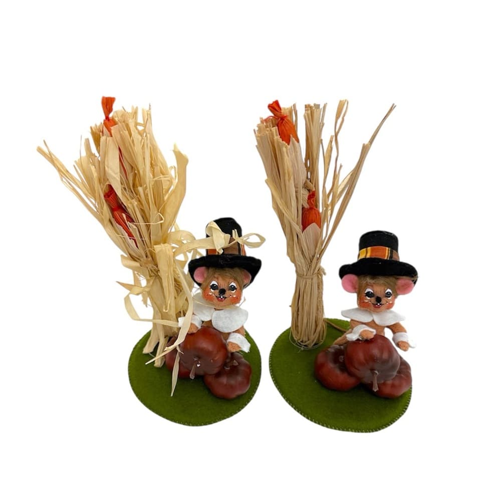 Annalee Pilgrim Mice Set of 2 Corn Stalks Pumpkins Thanksgiving Harvest Decor - Thumbnail 7