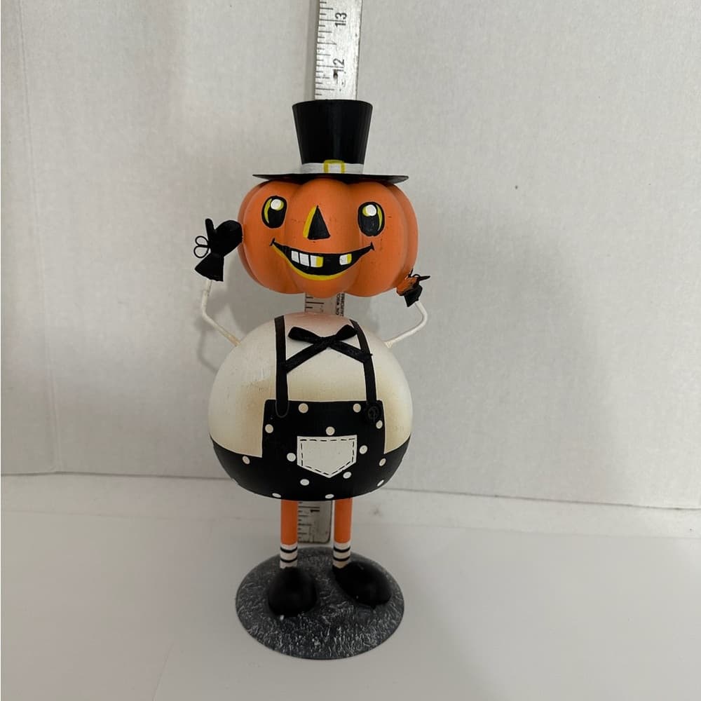 NEW Halloween Pumpkin "Floating" Bobble Head Rustic Spooky Home Accent Decor - Thumbnail 6