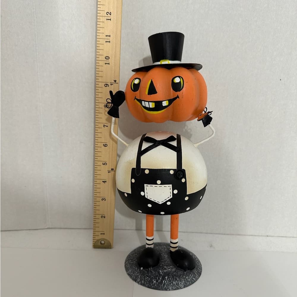 NEW Halloween Pumpkin "Floating" Bobble Head Rustic Spooky Home Accent Decor - Thumbnail 5