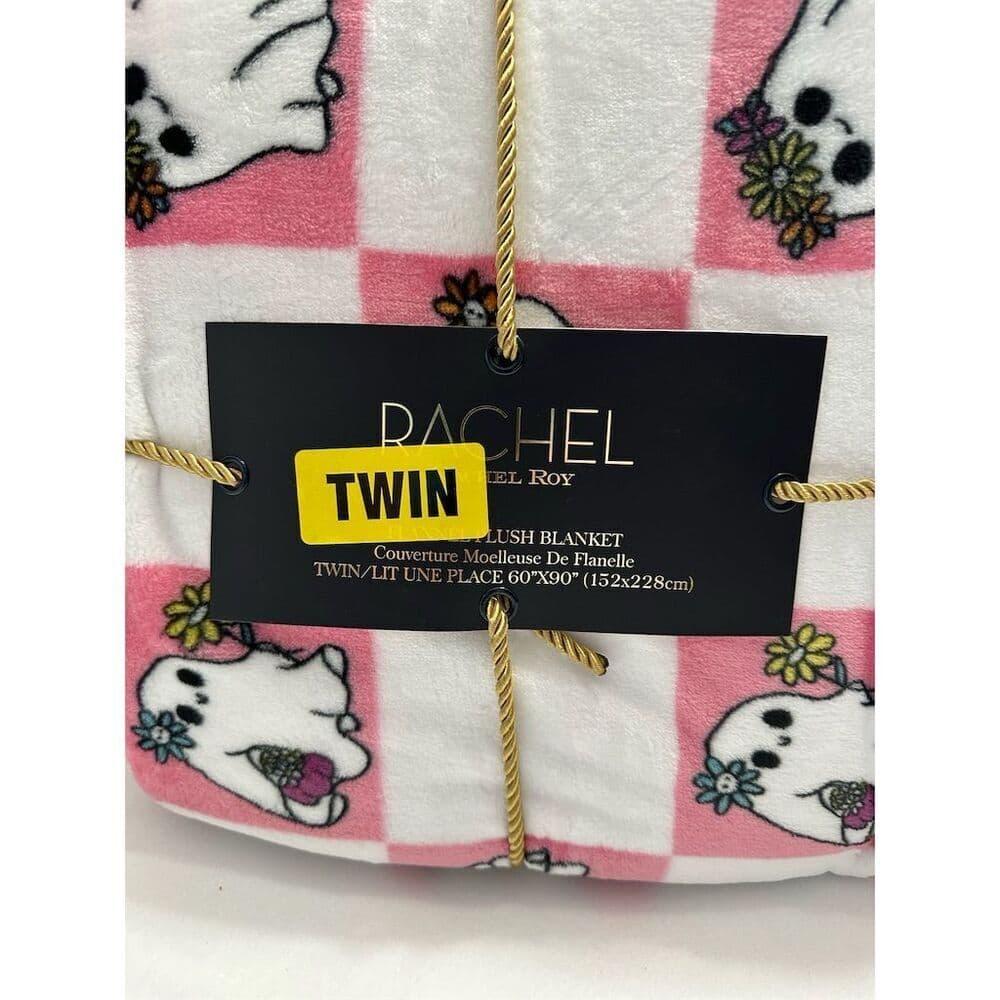 NWT Rachel Roy Pink White Square Ghost Halloween Twin Decorative Throw Blanket - Thumbnail 5