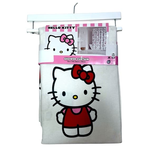 NWT Hello Kitty Shower Curtain Sanrio 100% Cotton 72x72in Kawaii Bathroom Decor - Thumbnail 5