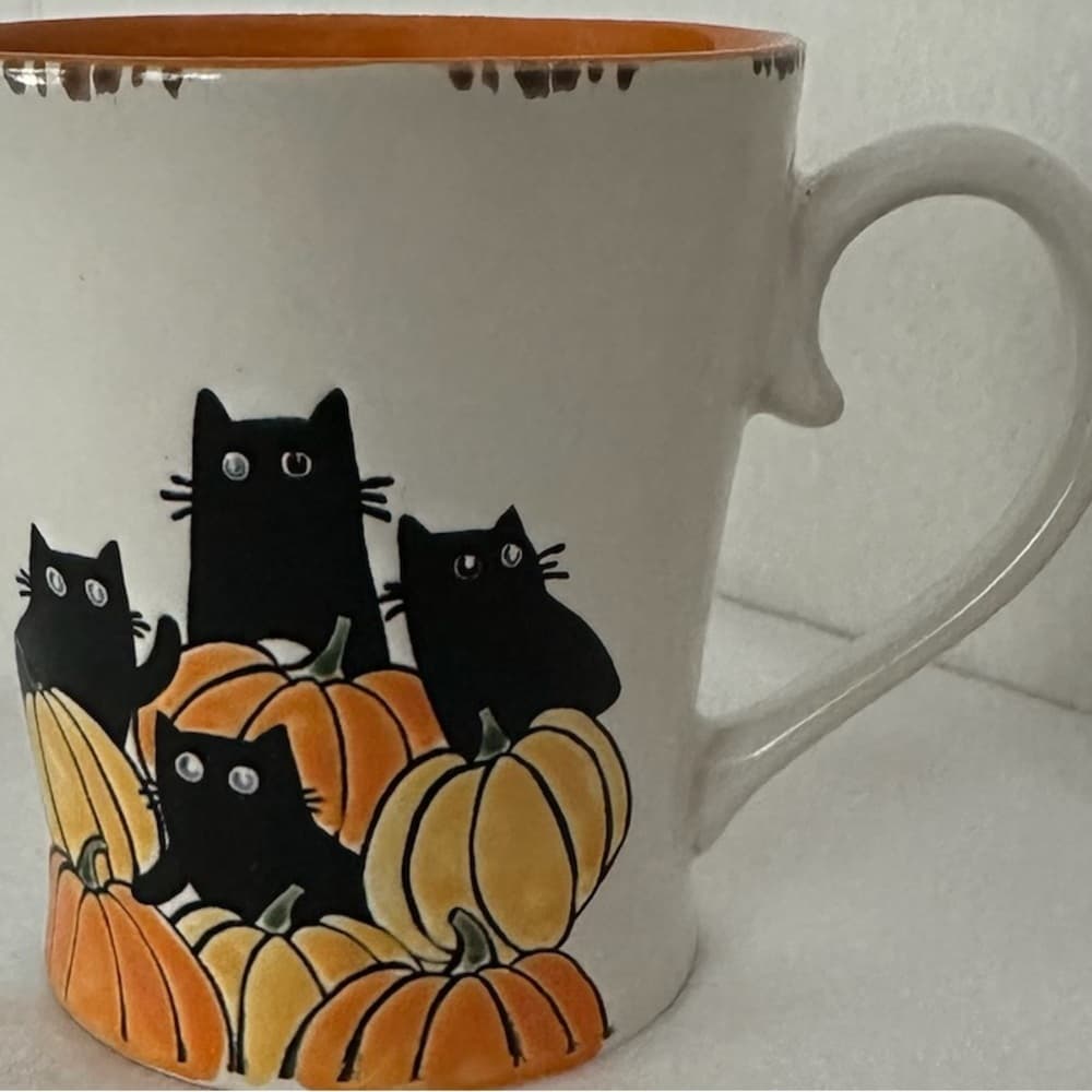 NWOT Black Cats Pumpkins Halloween Ceramic Mug Spectrum Designz Spooky Cute Gift - Thumbnail 4